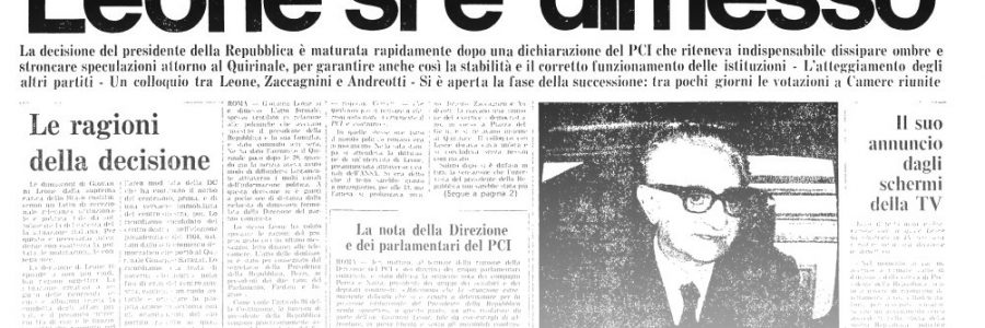 L’UNITA’ E I PRESIDENTI: 1978 – GIOVANNI LEONE – le dimissioni