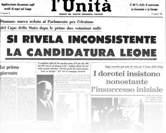 L’UNITA’ E I PRESIDENTI: 1964 – GIUSEPPE SARAGAT – PRIME VOTAZIONI