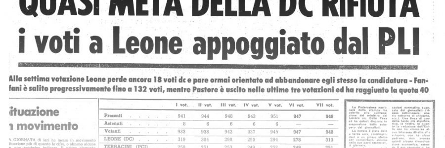 L’UNITA’ E I PRESIDENTI: 1964 – GIUSEPPE SARAGAT – V^ VI^ e VII^ votazione