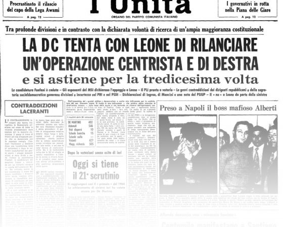 L’UNITA’ E I PRESIDENTI: 1971 – GIOVANNI LEONE –  dopo 13 giorni e 21 votazioni infruttuose…