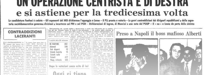 L’UNITA’ E I PRESIDENTI: 1971 – GIOVANNI LEONE –  dopo 13 giorni e 21 votazioni infruttuose…