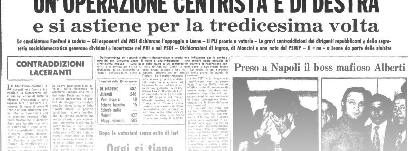 L’UNITA’ E I PRESIDENTI: 1971 – GIOVANNI LEONE –  dopo 13 giorni e 21 votazioni infruttuose…