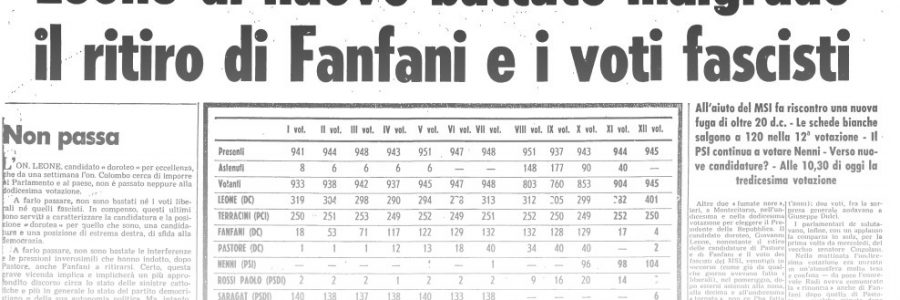 L’UNITA’ E I PRESIDENTI: 1964 – GIUSEPPE SARAGAT – XI^ e XII^ votazione