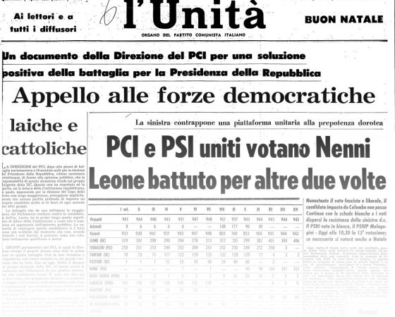 L’UNITA’ E I PRESIDENTI: 1964 – GIUSEPPE SARAGAT – XIII^ e XIV^ votazione