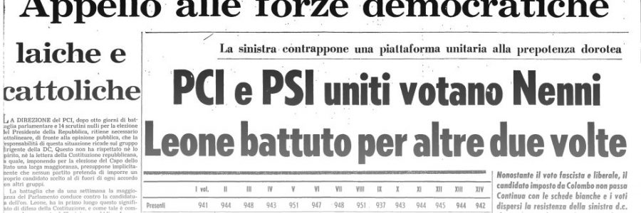 L’UNITA’ E I PRESIDENTI: 1964 – GIUSEPPE SARAGAT – XIII^ e XIV^ votazione