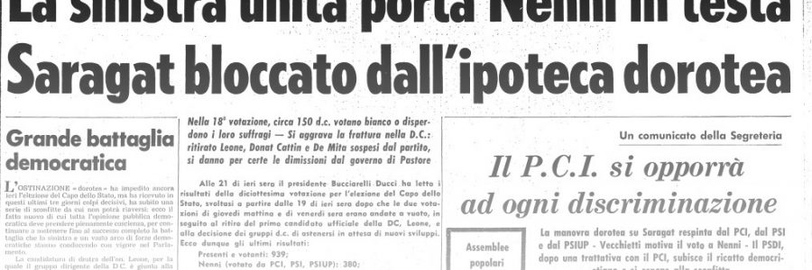 L’UNITA’ E I PRESIDENTI: 1964 – GIUSEPPE SARAGAT – XV^, XVI^, XVII^ E XVIII^ VOTAZIONE