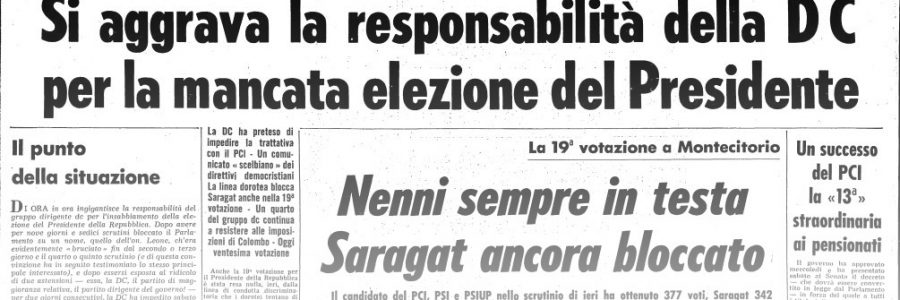 L’UNITA’ E I PRESIDENTI: 1964 – GIUSEPPE SARAGAT – XIX^ VOTAZIONE