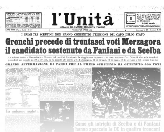 L’UNITA’ E I PRESIDENTI: 1955 -GIOVANNI GRONCHI – PRIME SEDUTE