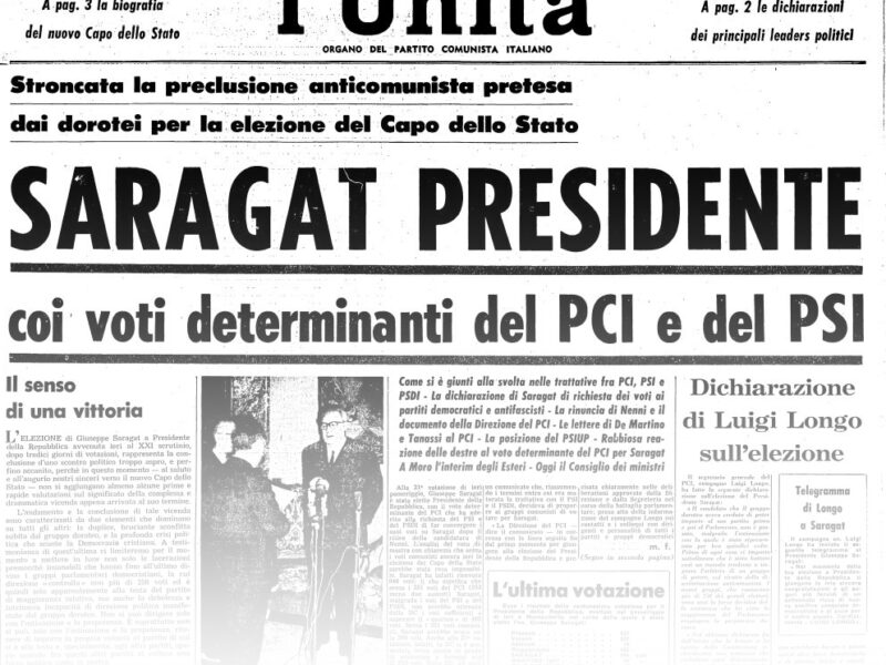 L’UNITA’ E I PRESIDENTI: 1964 – GIUSEPPE SARAGAT – la elezione