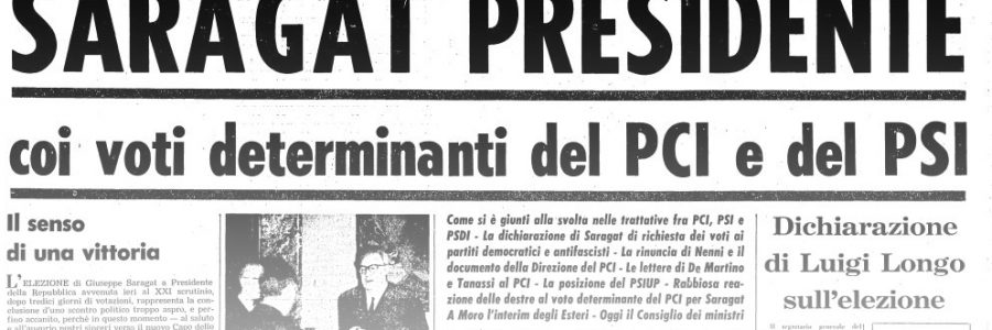 L’UNITA’ E I PRESIDENTI: 1964 – GIUSEPPE SARAGAT – la elezione