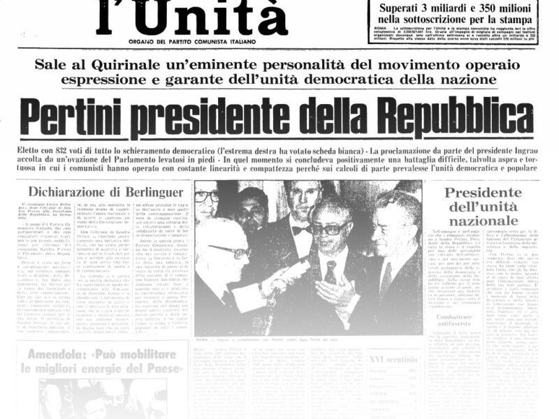 L’UNITA’ E I PRESIDENTI: 1978 – SANDRO PERTINI – L’ELEZIONE