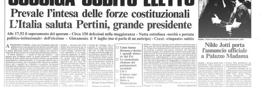 L’UNITA’ E I PRESIDENTI: 1985 FRANCESCO COSSIGA – L’elezione