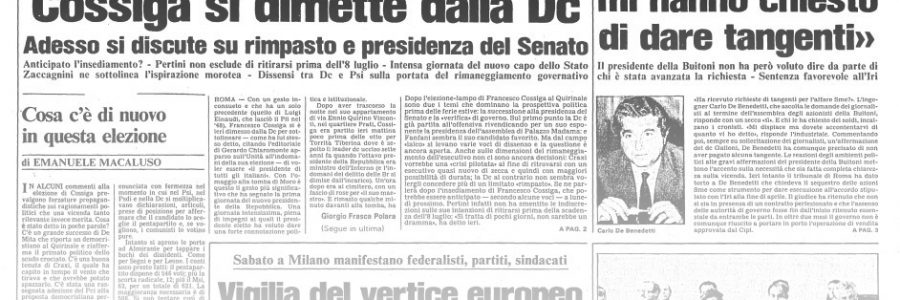 L’UNITA’ E I PRESIDENTI: 1985 FRANCESCO COSSIGA – ELETTO