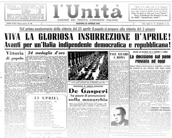 25 APRILE 1946 PRIMA FESTA DELLA LIBERAZIONE – la giornata