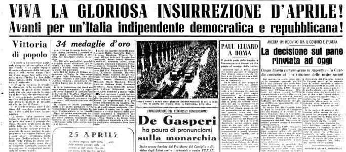 25 APRILE 1946 PRIMA FESTA DELLA LIBERAZIONE – la giornata